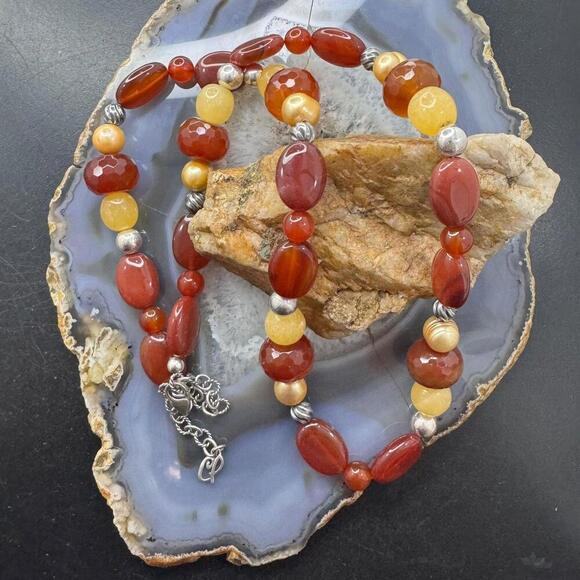 Carolyn Pollack Sterling Adjustable Multi Gemstone Beaded Necklace For Women - Picture 3 of 10